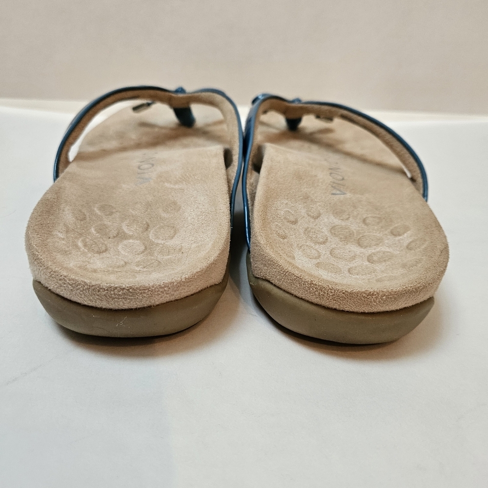 Vionic Sandal Bella Blue Thong Flip Flop Size 6.5 Orthopedic Patent Leather - Picture 7 of 11